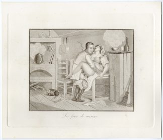 Antique Print-FRENCH-EROTIC-AQUATINT-LES-FEUX-DE-CUISINE-Deveria-c.1900