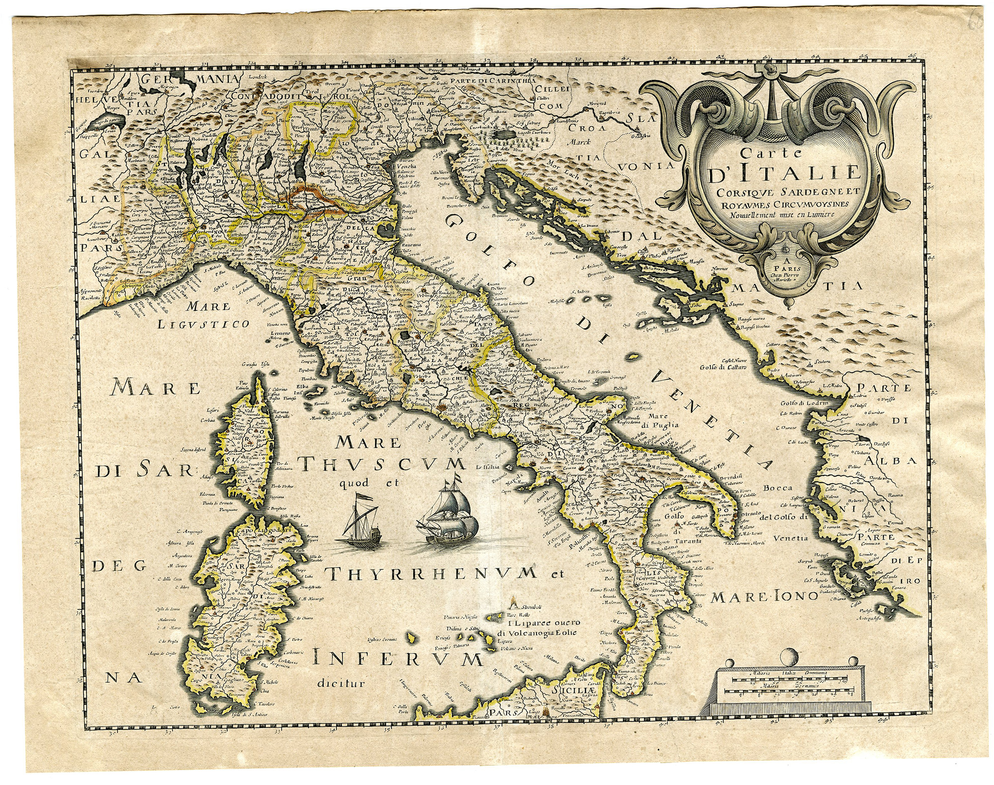 , Rare-Antique Map-CARTE-DITALIE-CORSICA-SARDINIA-Mariette-1641, Pictura Antique Prints