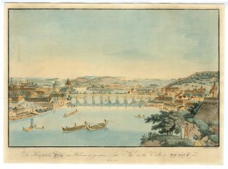 Antique Master Print-PRAGUE-LARGE-BRIDGE-Postl-Janscha-1790-1812