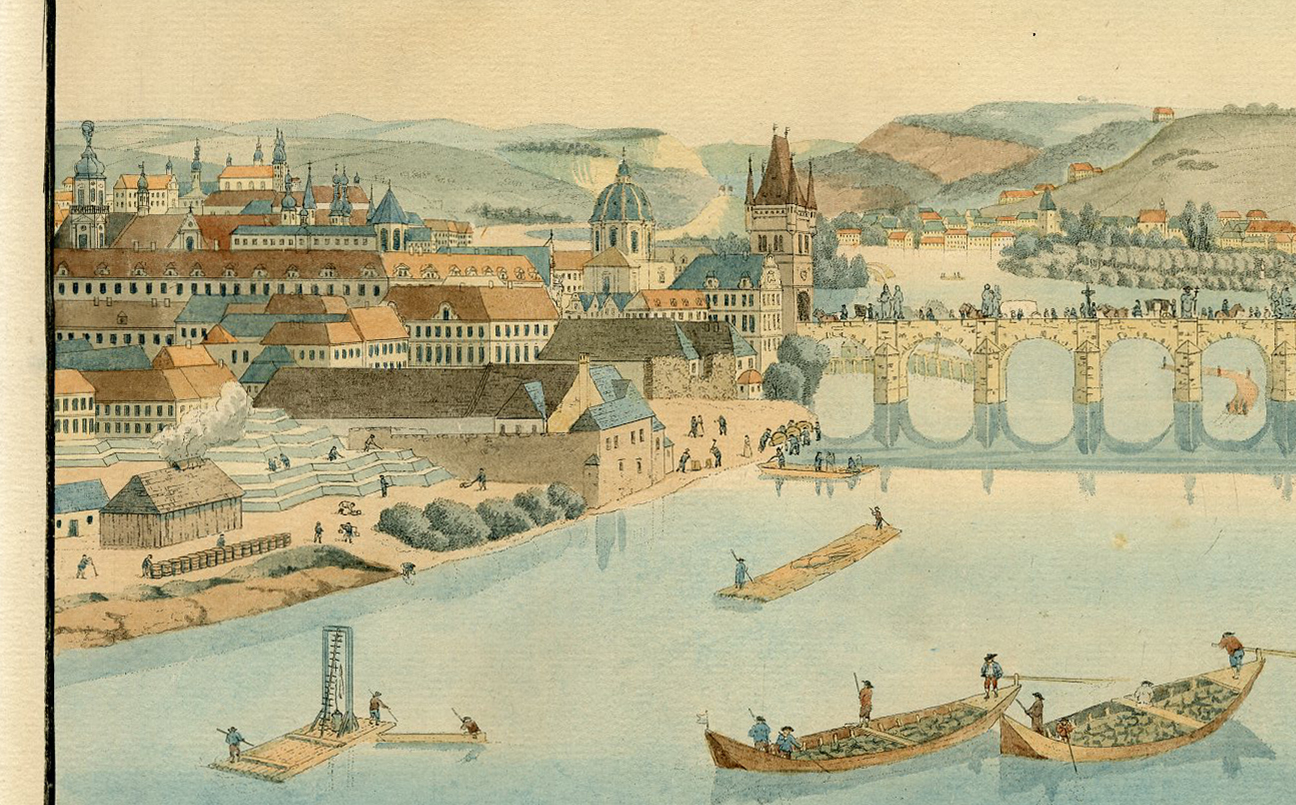 , Antique Master Print-PRAGUE-LARGE-BRIDGE-Postl-Janscha-1790-1812, Pictura Antique Prints