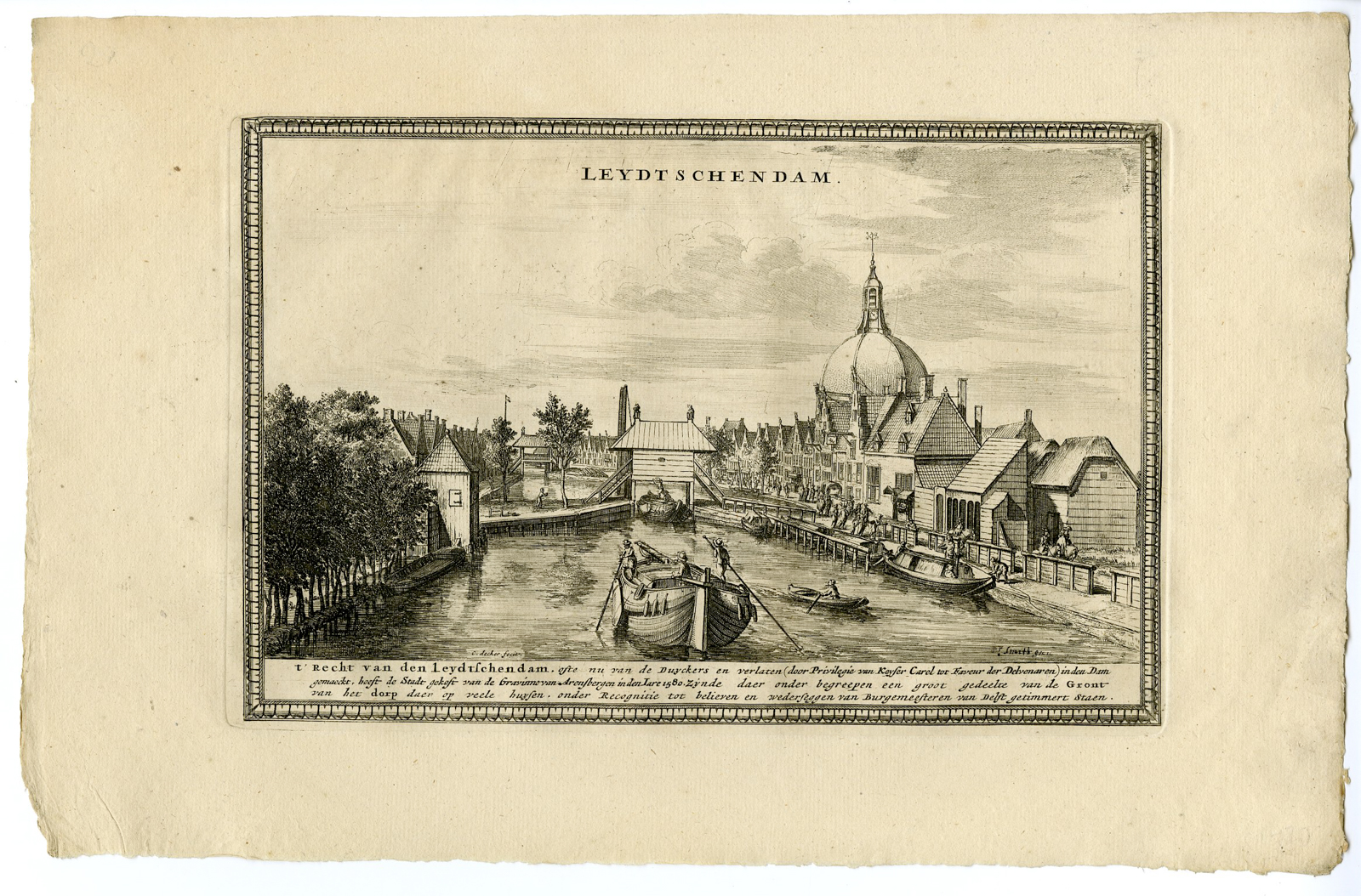 , Antique Print-LEIDSCHENDAM-VIEW-Decker-1678-1703, Pictura Antique Prints