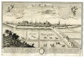 Antique Print-LEIDEN-PANORAMIC VIEW-Leopold-1709-1755