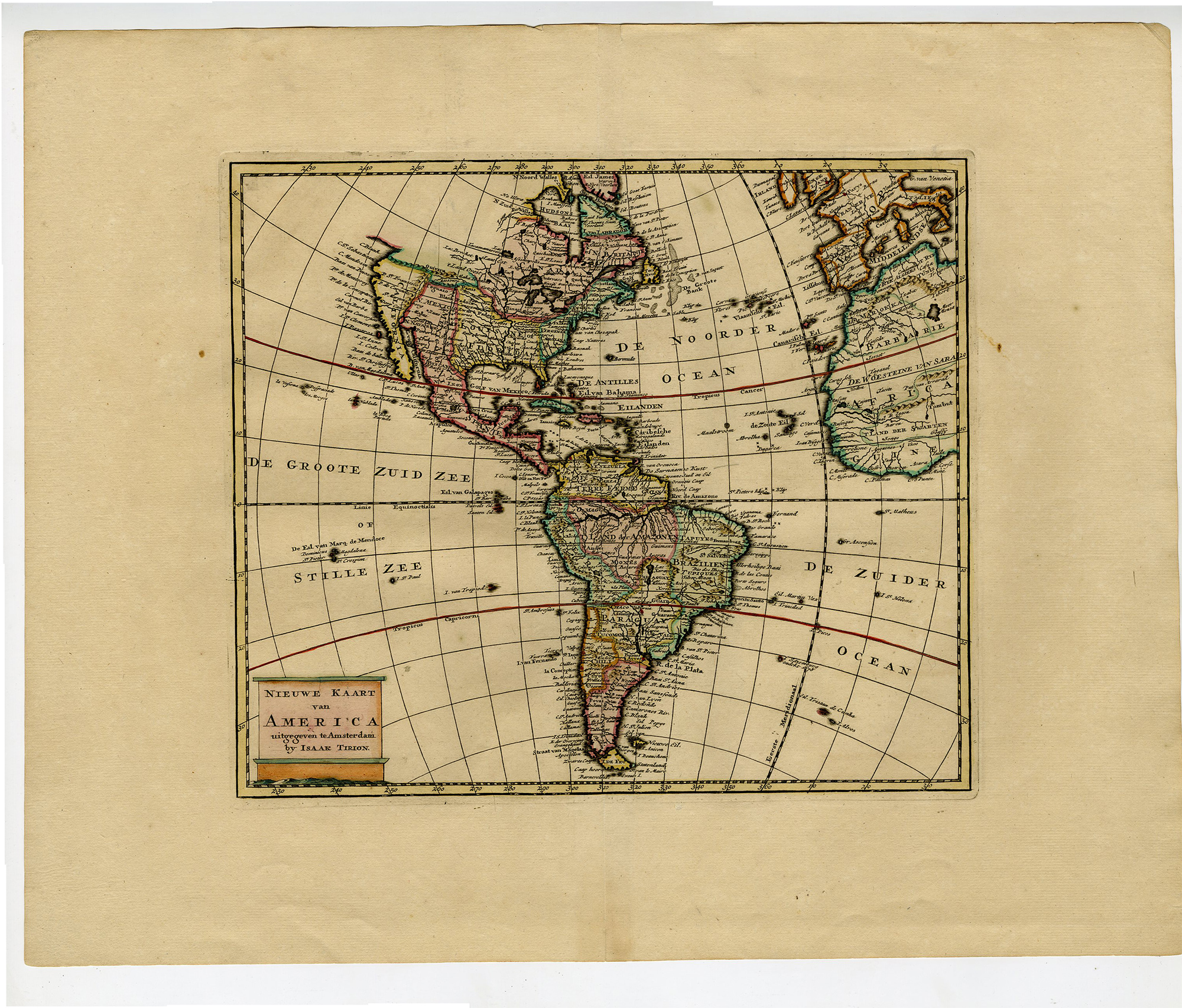 , Antique Map-AMERICA-MAP-Tirion-1750, Pictura Antique Prints