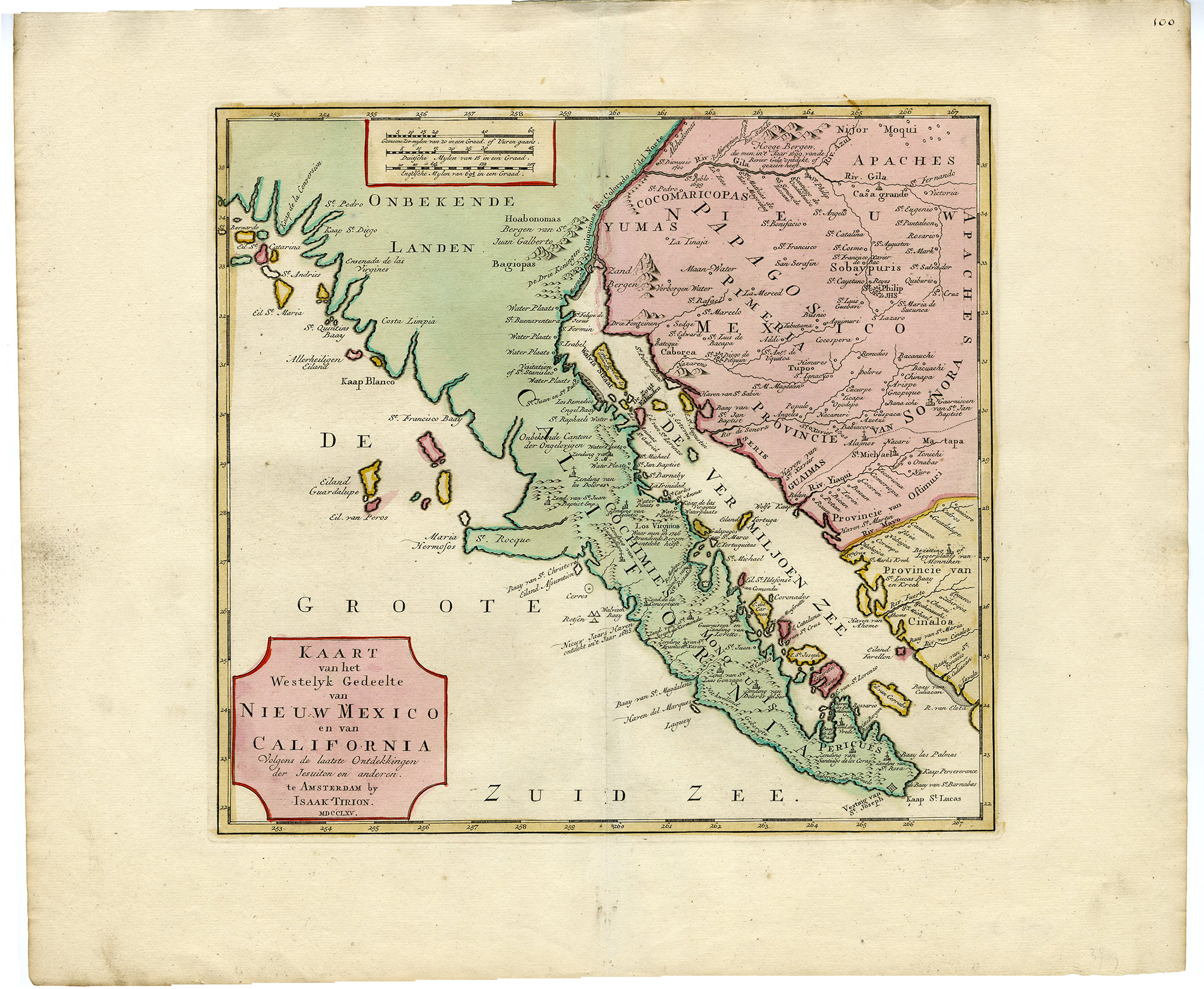 , Antique Map-CALIFORNIA-MAP-Tirion-1765, Pictura Antique Prints