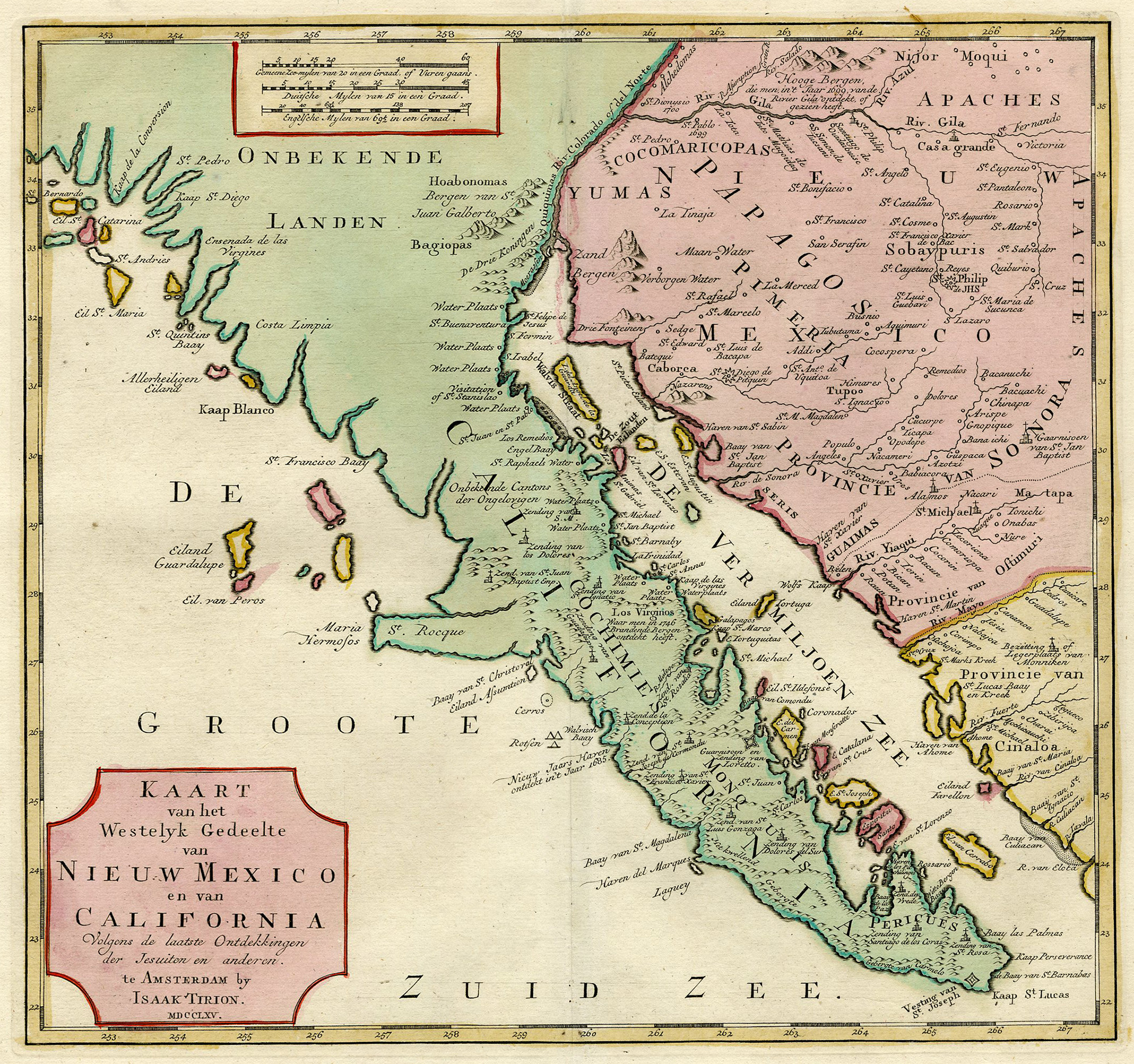 , Antique Map-CALIFORNIA-MAP-Tirion-1765, Pictura Antique Prints