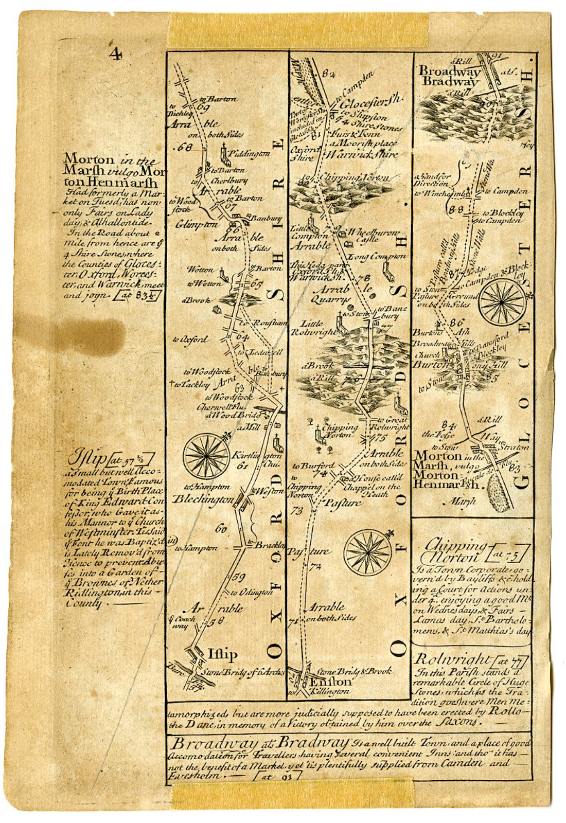 Pictura 06513 416x605 Antique Map-HIGH-WYCOMBE-BROADWAY-ROAD-MAP-Bowen-Owen-c.1720 - Image 2