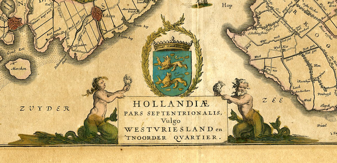 , Antique Map-HOLLANDIAE-NOORD-HOLLAND-WEST-FRIESLAND-Blaeu-1640, Pictura Antique Prints
