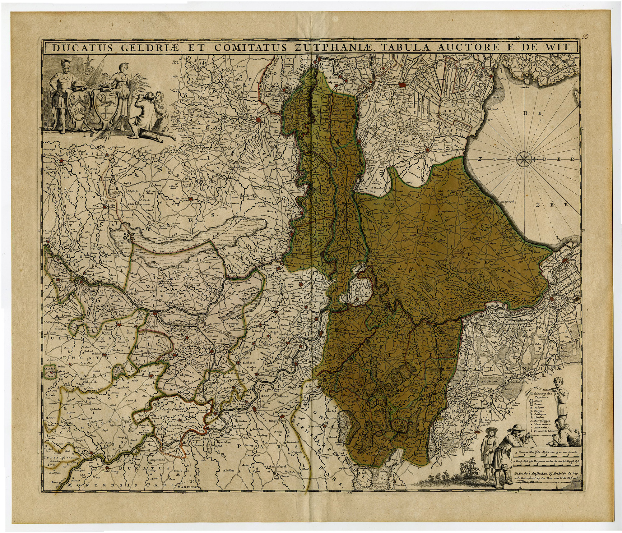 , Antique Map-GELDRIAE-ZUTPHANIAE-GELDERLAND-ZUTPHEN-De Wit-1690, Pictura Antique Prints