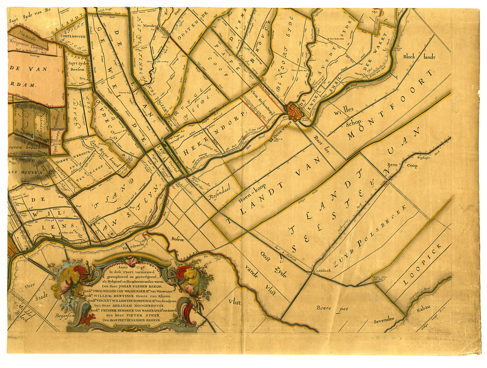 , Antique Map-HOOGHEENRAEDSCHAP-OUDEWATER-Anonymous-1746, Pictura Antique Prints
