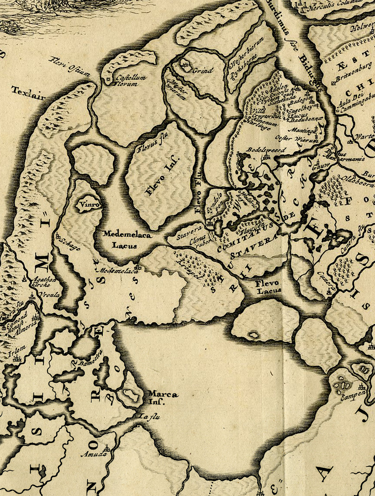 , Antique Map-FRIESLAND-BATAVIANS-ROMAN-TIMES-Luyken-Alting-1697-1725, Pictura Antique Prints