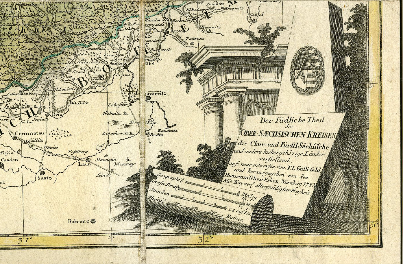 , Antique Map-SACHSISCHEN KREISE-SAXONY-Gussefeld-Homann erben-1783, Pictura Antique Prints