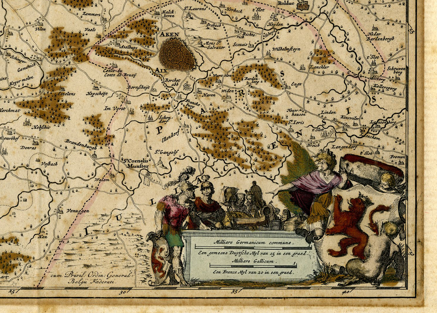 , Antique Map-LIMBURGI-VALCKENBURGI-LIMBURG-VALKENBURG-Visscher-1690, Pictura Antique Prints