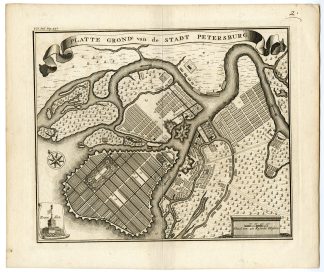 Antique Map-SAINT-PETERSBURG-CITY-PLAN-Tirion-1735