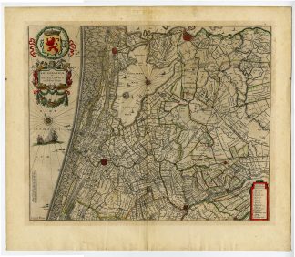 Antique Map-RIJNLAND-AMSTELLAND-SOUTH-NORTH-HOLLAND-NETHERLANDS-Blaeu-1650