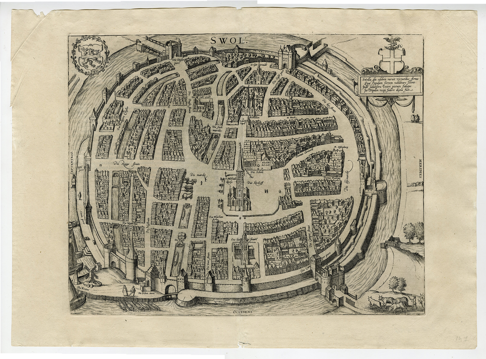 , Antique Map-SWOL-ZWOLLE-CIVITATES-ORBIS-TERRARUM-Hoefnagel-Braun-Hogenberg-1640, Pictura Antique Prints