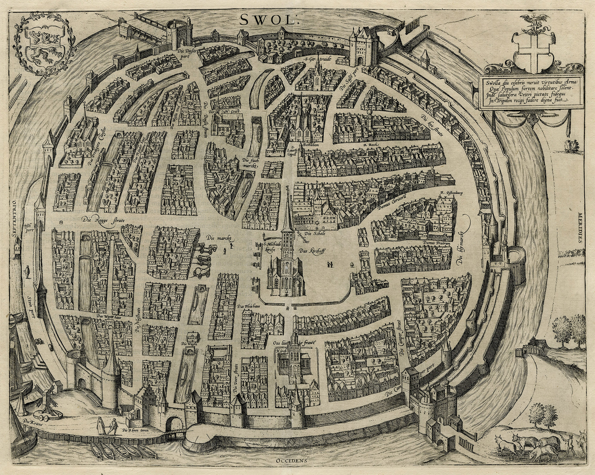 , Antique Map-SWOL-ZWOLLE-CIVITATES-ORBIS-TERRARUM-Hoefnagel-Braun-Hogenberg-1640, Pictura Antique Prints
