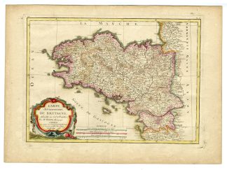 Antique Map-BRETAGNE-FRANCE-MAP-Bonne-1771
