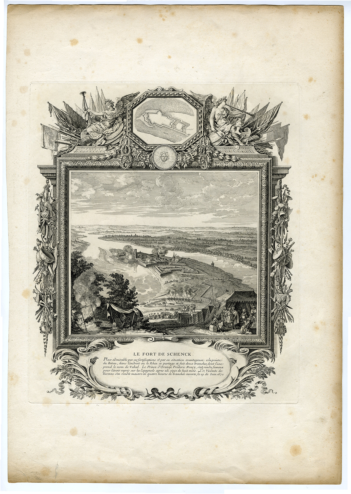 , Antique Master Print-FORT-SCHENCK-ENGRAVING-Leclerc-c.1700, Pictura Antique Prints