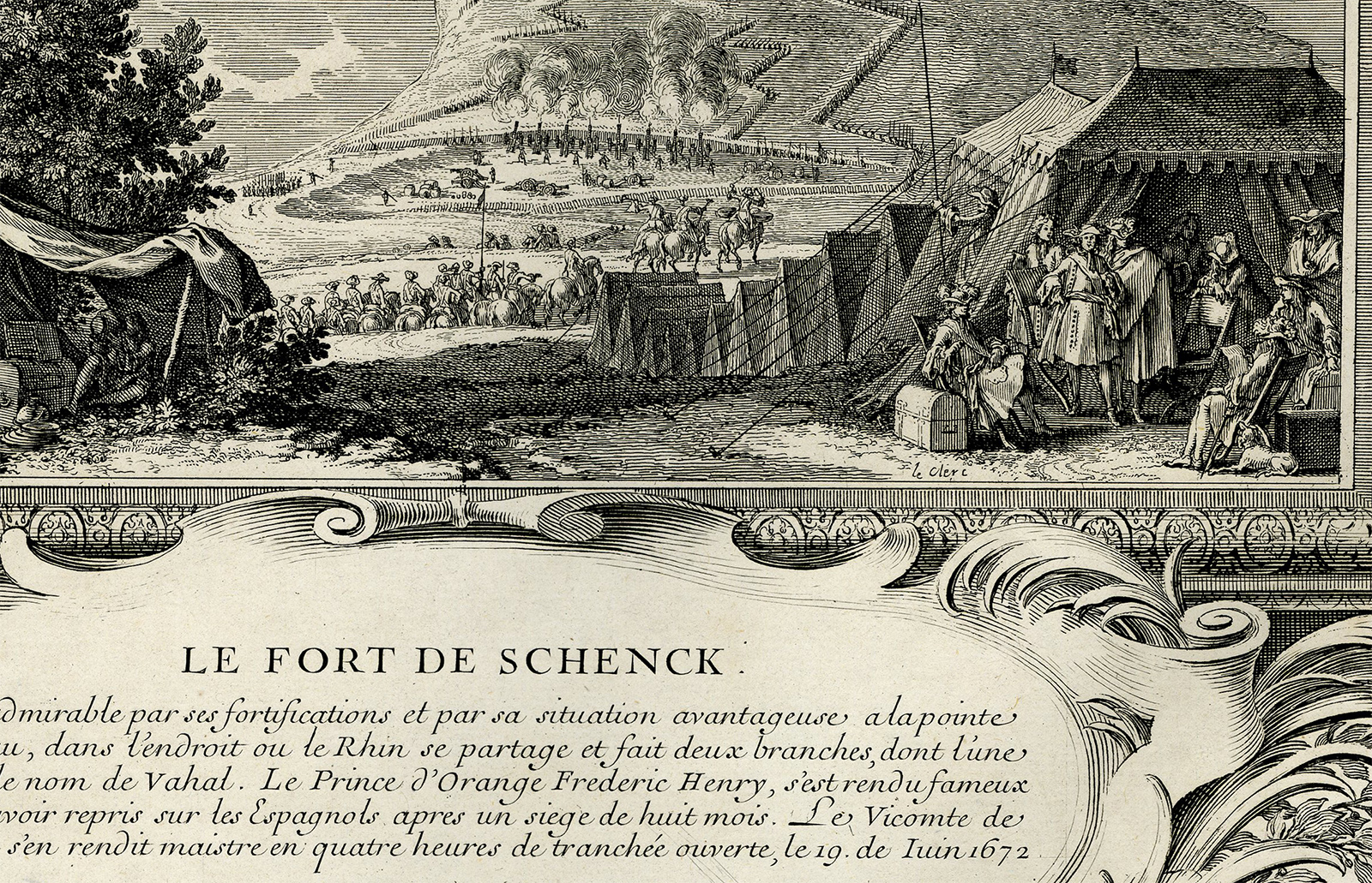 , Antique Master Print-FORT-SCHENCK-ENGRAVING-Leclerc-c.1700, Pictura Antique Prints