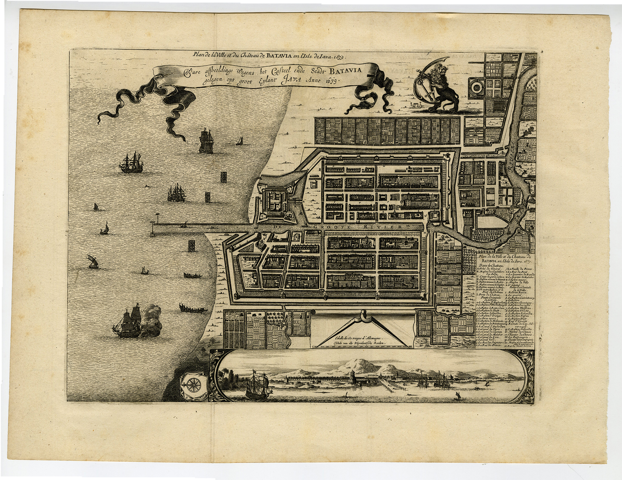 , Antique Map-BATAVIA-JAKARTA-PLAN-van der Aa-1728, Pictura Antique Prints