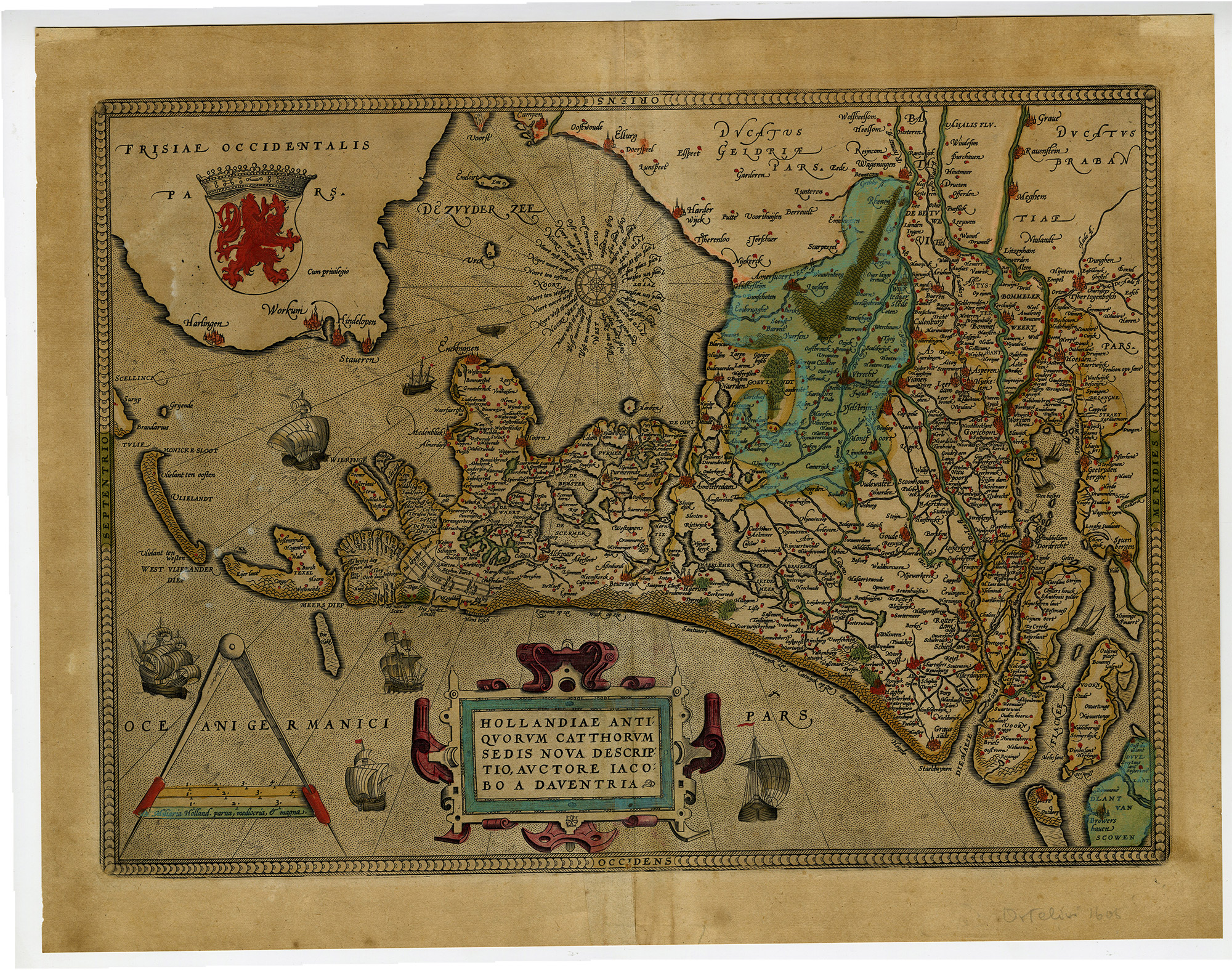 , Antique Map-HOLLANDIAE-ANTIQUORVM-CATTHORVM-Hogenberg-van Deventer-1570, Pictura Antique Prints