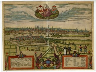 Antique Map-TRAIECTUM-AD-MOSAM-MAASTRICHT-Hogenberg-Bellomonte-1575