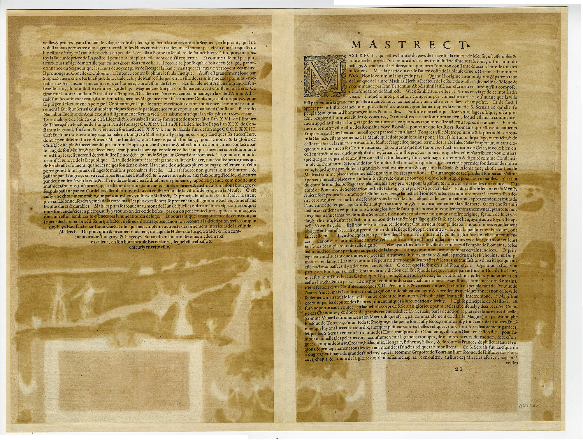 , Antique Map-TRAIECTUM-AD-MOSAM-MAASTRICHT-Hogenberg-Bellomonte-1575, Pictura Antique Prints
