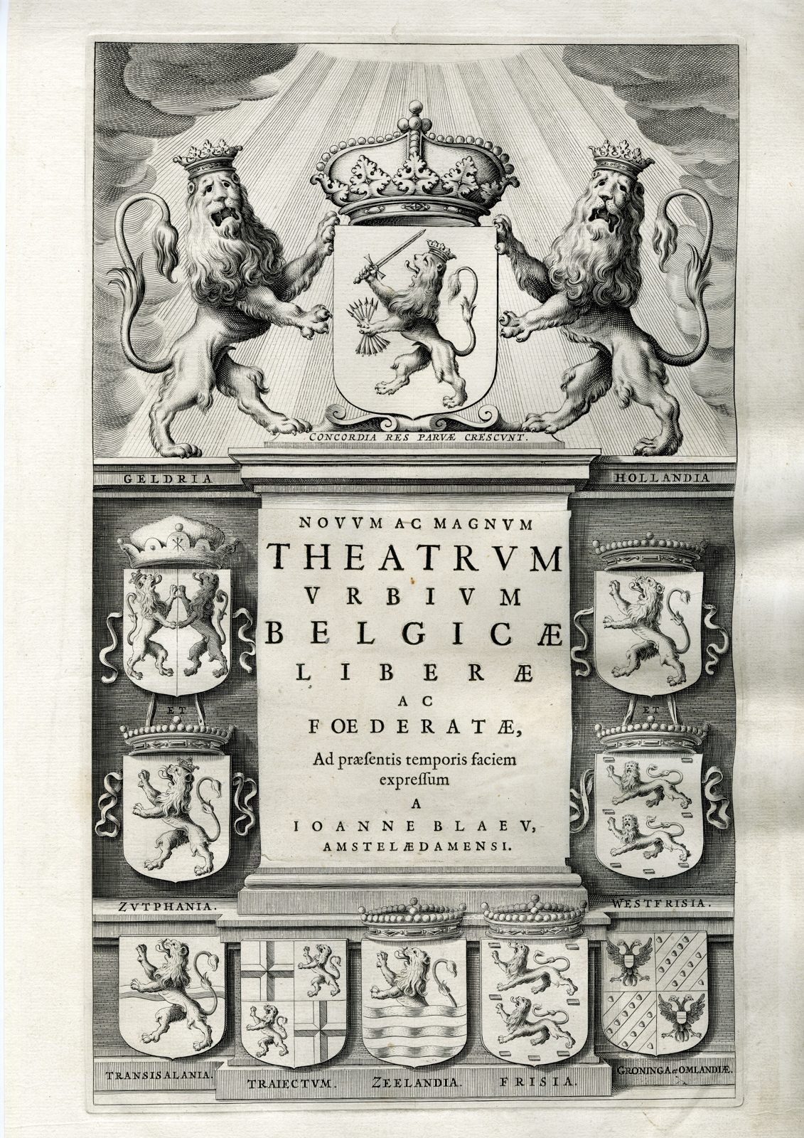 , Antique Print-THEATRUM-URBIUM-BELGICAE-TITLE-PAGE-Blaeu-1652, Pictura Antique Prints