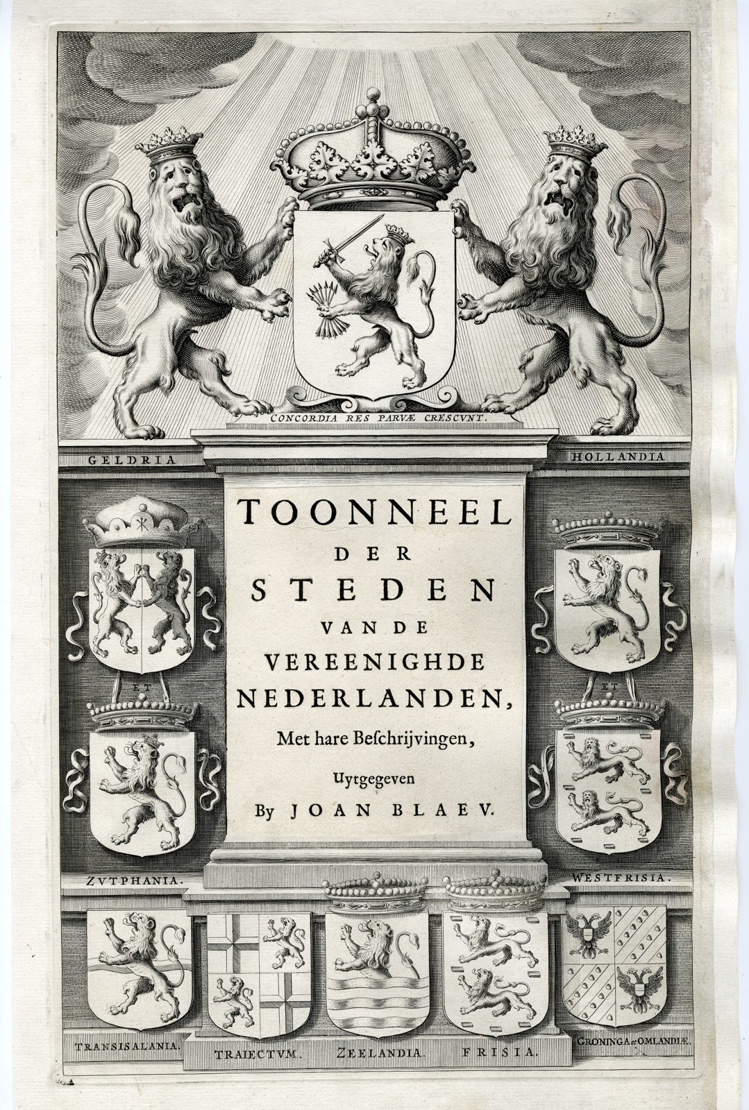 , Antique Print-THEATRUM-URBIUM-BELGICAE-TITLE-PAGE-Blaeu-1652, Pictura Antique Prints