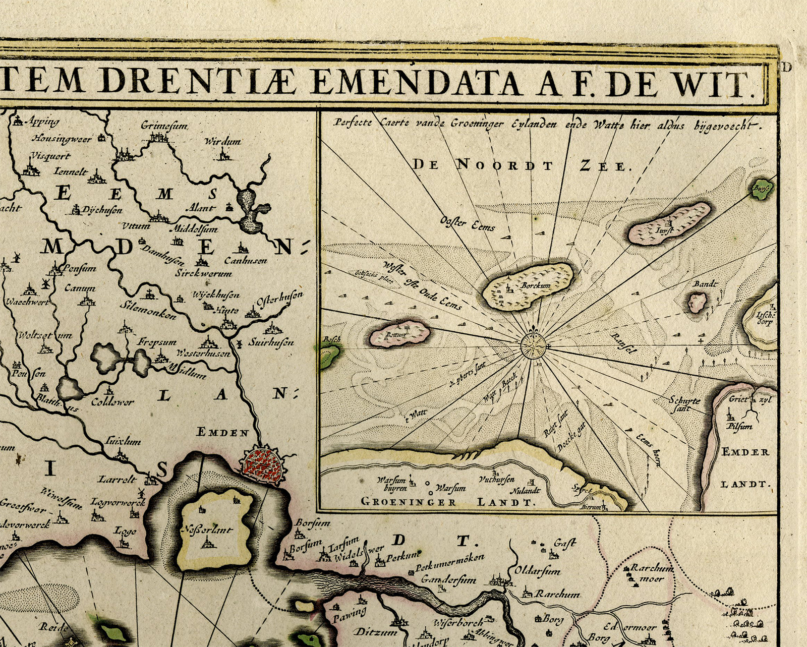 , Antique Map-GRONINGEN-DRENTHE-De Wit-c. 1670-1672, Pictura Antique Prints