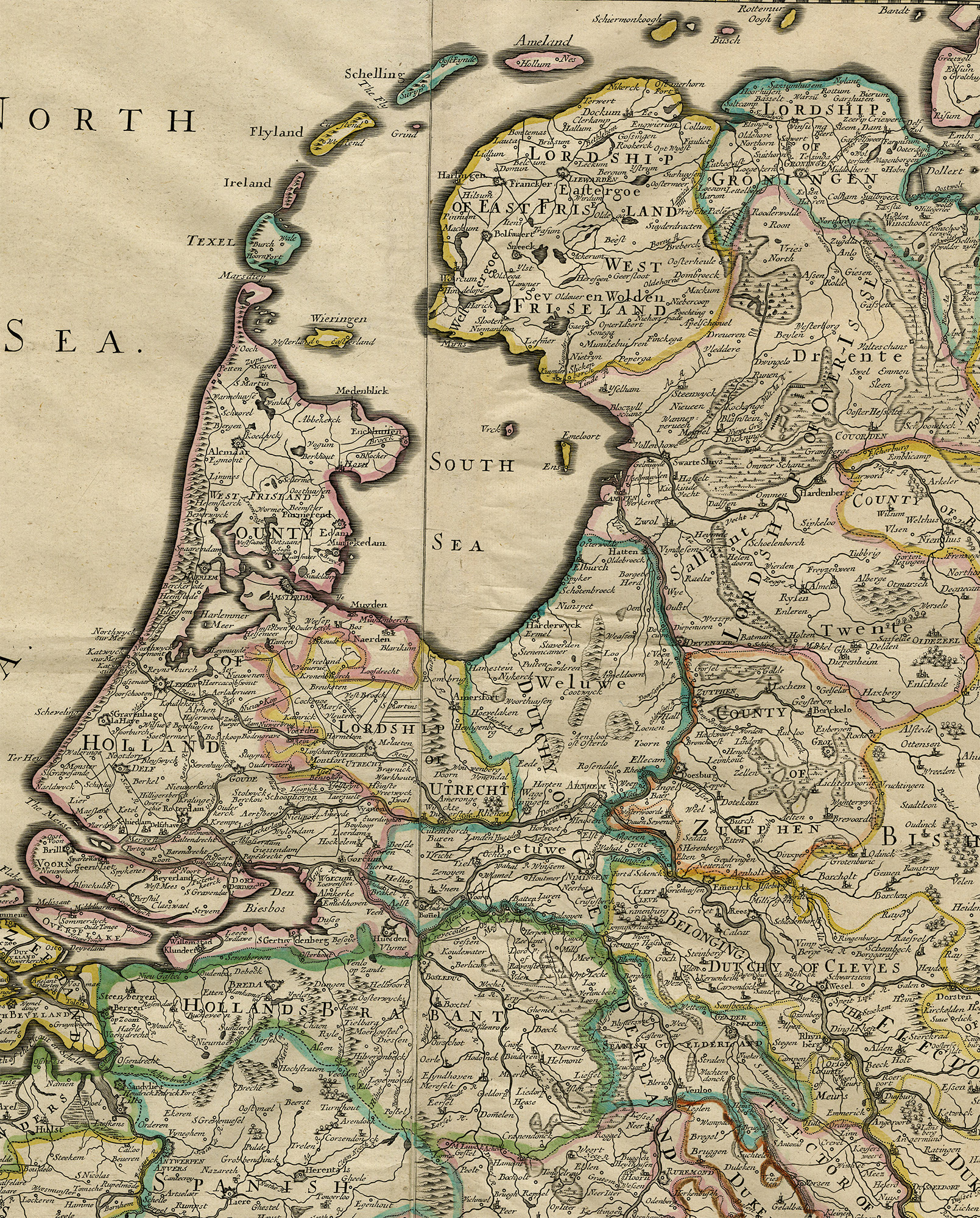 , Rare-Antique Map-UNITED-PROVINCES-NETHERLANDS-Berry-Sanson-c.1730, Pictura Antique Prints