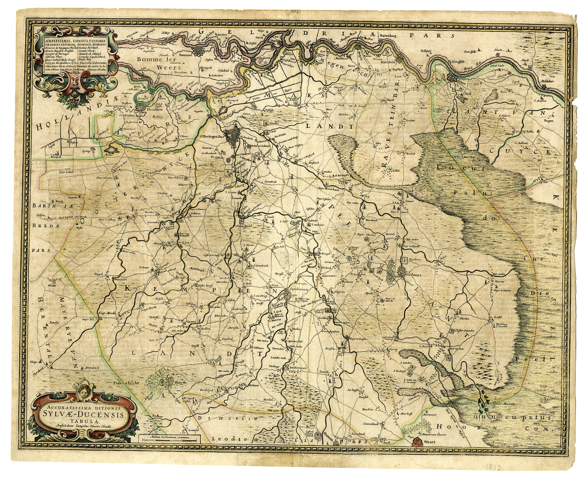 , Antique Map-EASTERN-BRABANT-Hondius-1636, Pictura Antique Prints