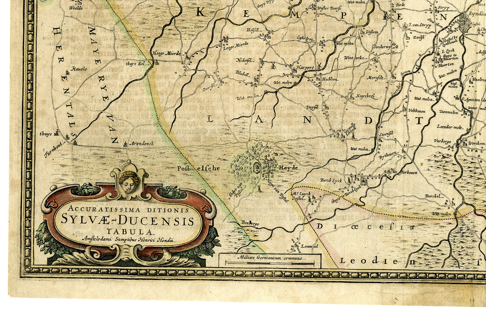 , Antique Map-EASTERN-BRABANT-Hondius-1636, Pictura Antique Prints