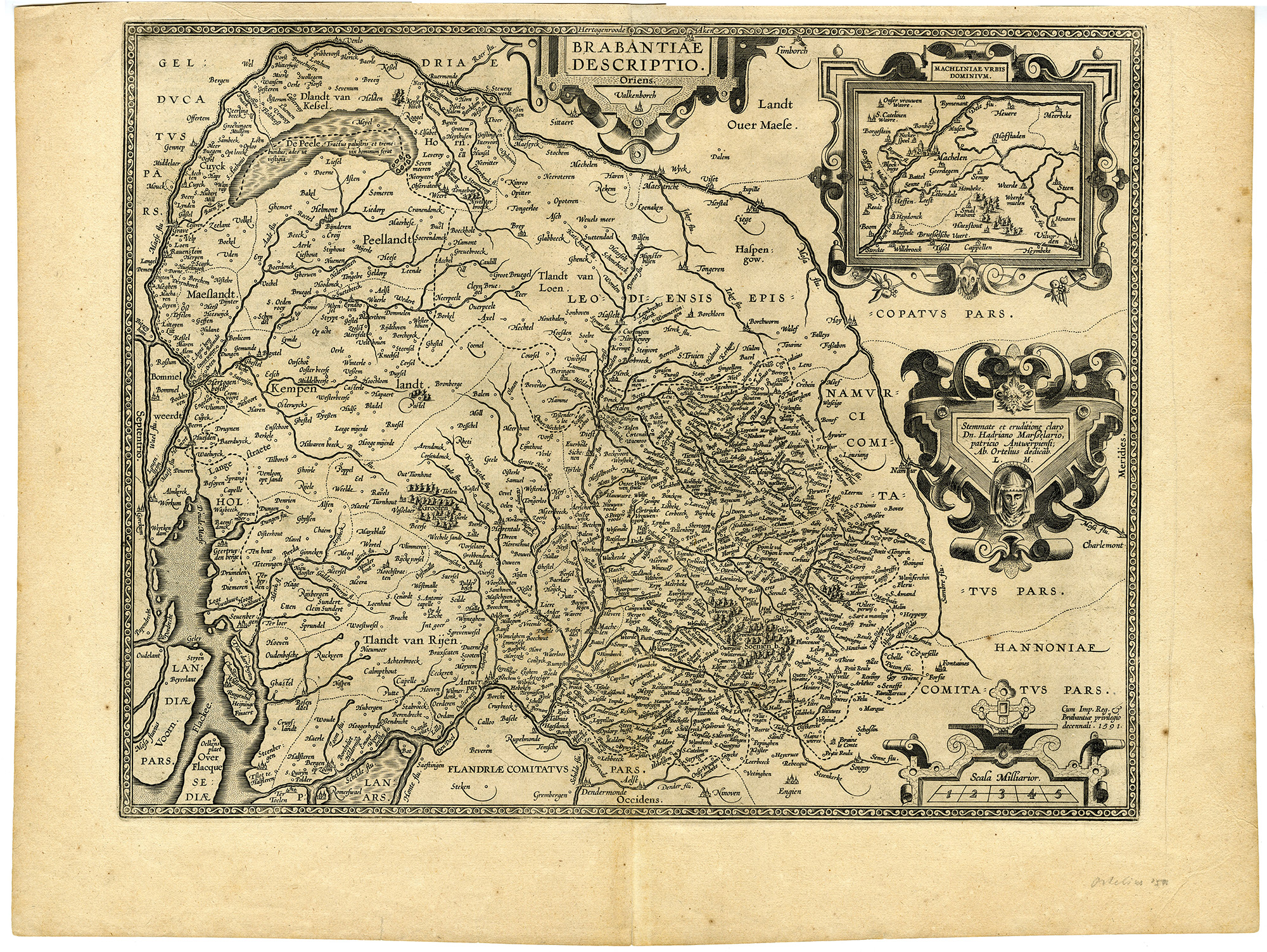 , Antique Map-BRABANTIAE-Hogenberg-Ortelius-1601, Pictura Antique Prints