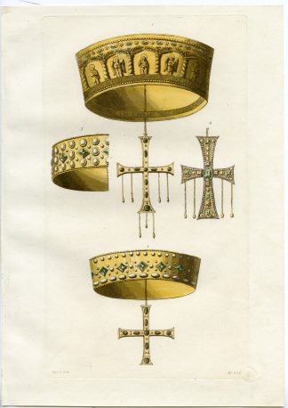 Antique Print-GOLD CROWNS-CROSSES-MONZA CATHEDRAL-PL.2-Ferrario-1823
