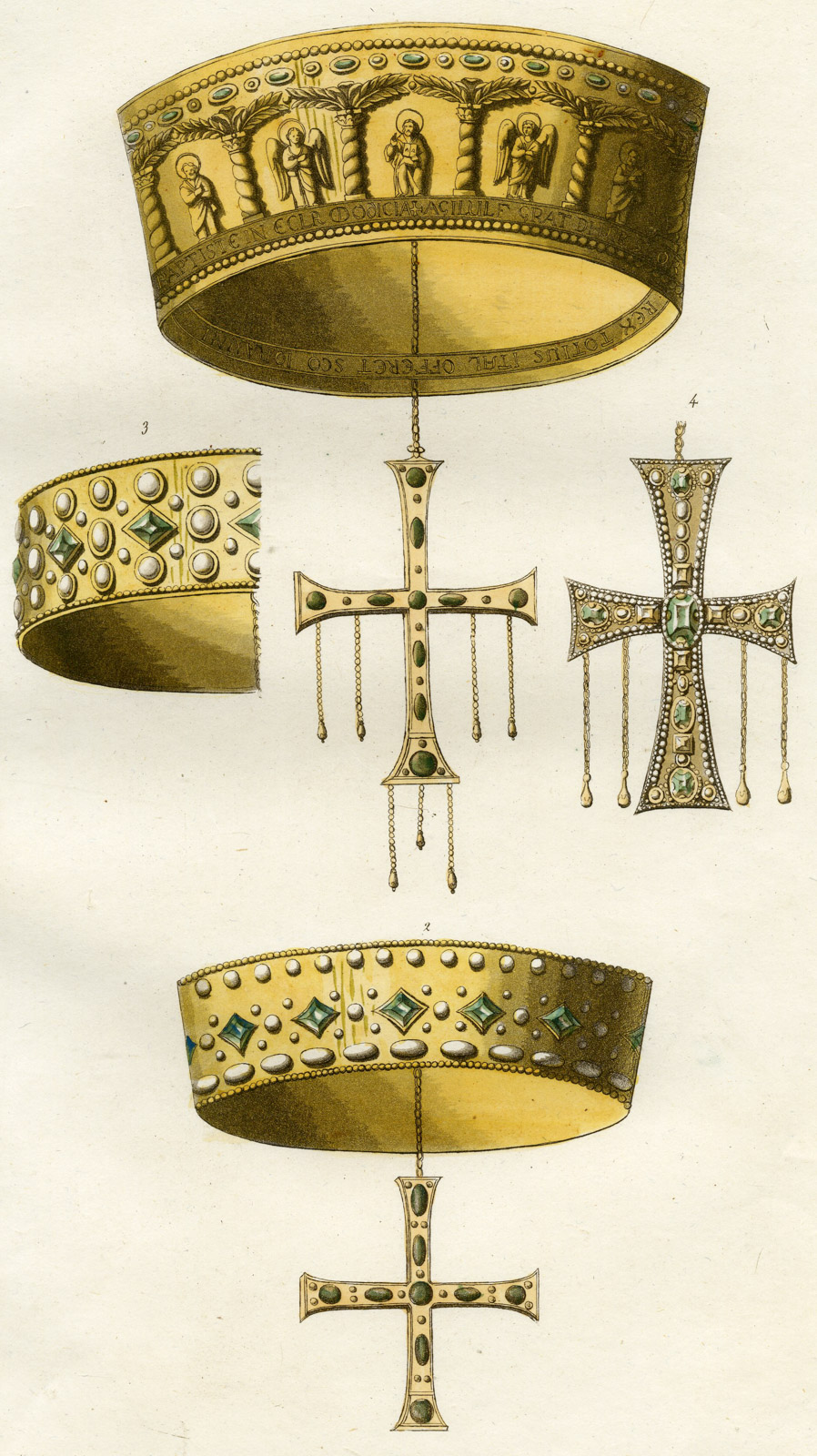 Pco 16977 416x741 Antique Print-GOLD CROWNS-CROSSES-MONZA CATHEDRAL-PL.2-Ferrario-1823 - Image 2