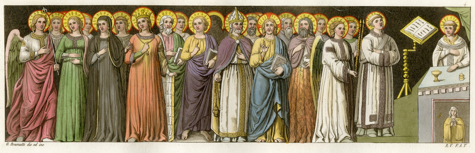 , Antique Print-MURAL PAINTING-S.MICHELE CHURCH-MONZA-PL 4-Bramatti-Ferrario-1823, Pictura Antique Prints