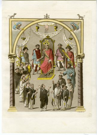 Antique Print-MURAL PAINTING-THRONE-KING-EMPEROR-PL.7-Botticella-Ferrario-1823
