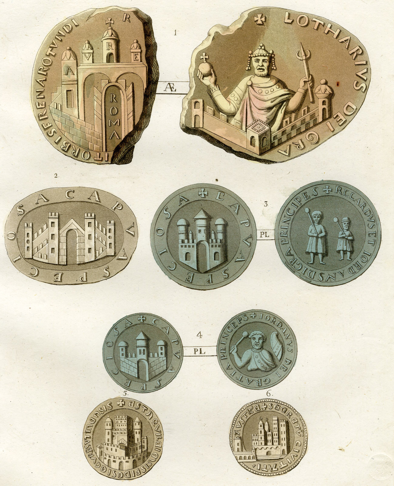 , Antique Print-KING-FORTIFICATION-ITALY-SEAL-PL.11-Bramatti-Ferrario-1823, Pictura Antique Prints