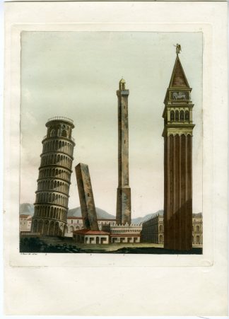 Antique Print-TOWER PISA-GARISENDA-ASINELLI-ST. MARK-PL.12-Bussi-Ferrario-1823