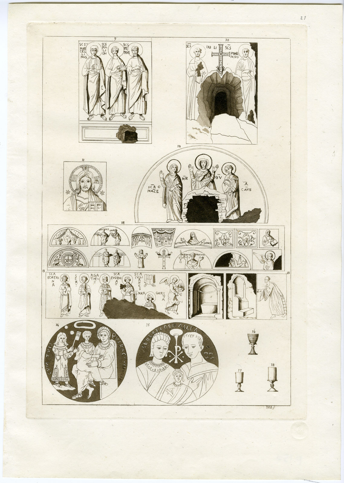 , Antique Print-CATACOMBS-CHRISTIAN-JESUS-ROME-PL.21-Bonatti-Ferrario-1823, Pictura Antique Prints