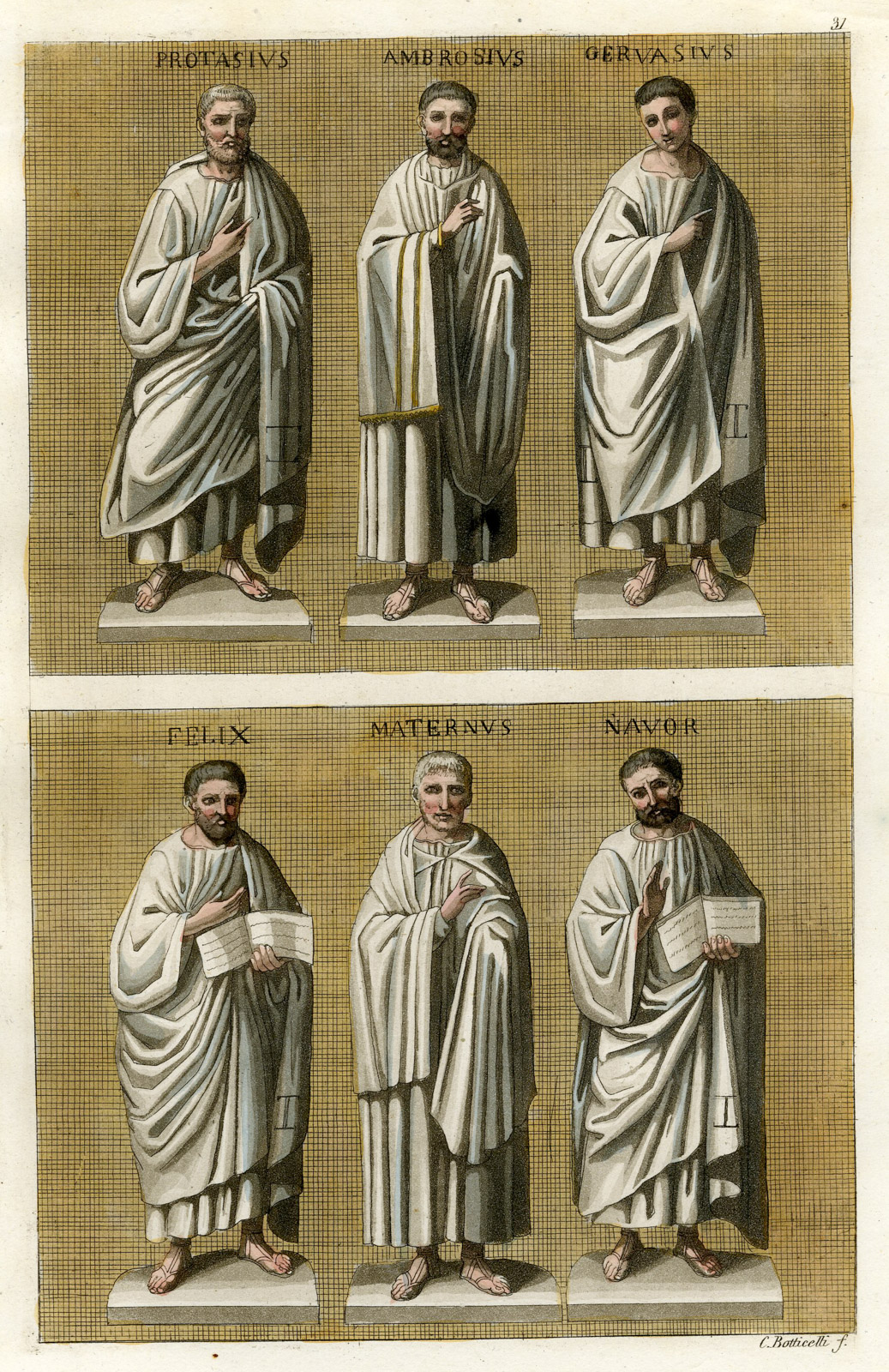, Antique Print-SAINTS-BISHOP-SANT’AMBROGIO-MOSAIC-PL.31-Bramatti-Ferrario-1823, Pictura Antique Prints