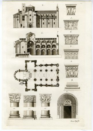 Antique Print-PAVIA-FLOOR PLAN-SAN MICHELE CHURCH-ITALY-P.33-Bufsi-Ferrario-1823