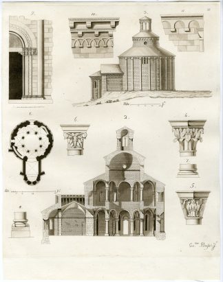 Antique Print-LEMINE-TOMMASO-PLAN-FACADE-CHURCH-ITALY-PL.36-Bufsi-Ferrario-1823