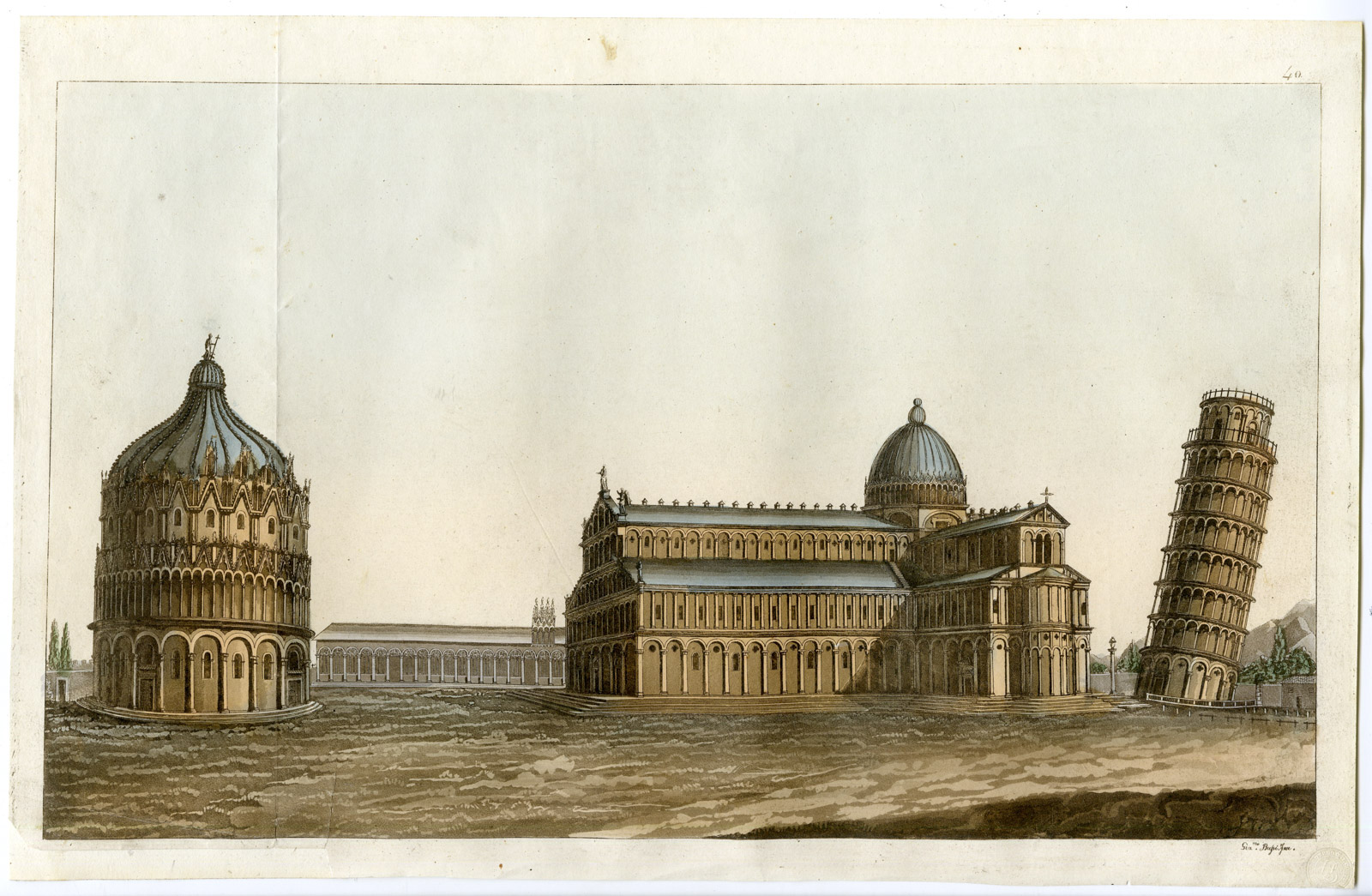 , Antique Print-CATHEDRAL-PISA-CHURCH-ITALY-PL.40-Bufsi-Ferrario-1823, Pictura Antique Prints