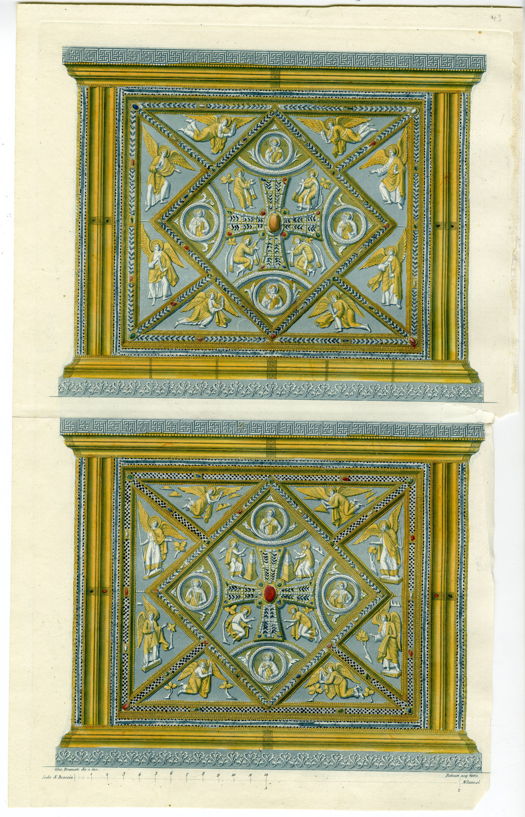 , Antique Print-MILAN-ALTAR-SAINT AMBROGIO -ITALY-PL.43-Bramati-Ferrario-1823, Pictura Antique Prints