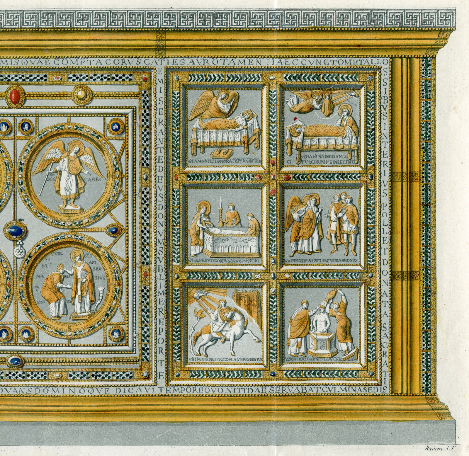 , Antique Print-MILAN-ALTAR-SAINT AMBROGIO -ITALY-PL.44-Bramati-Ferrario-1823, Pictura Antique Prints