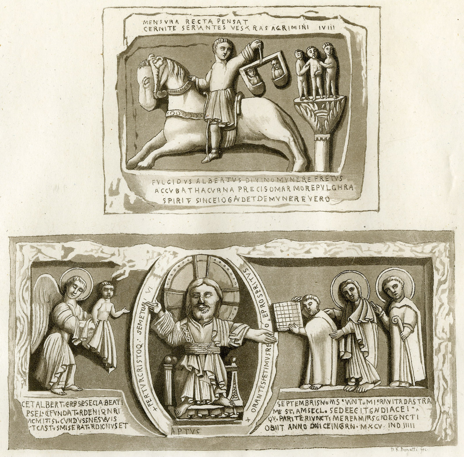, Antique Print-SEPULCHER-SAINT GIACOPO-PONTIDA-ITALY-PL.45-Bonatti-Ferrario-1823, Pictura Antique Prints