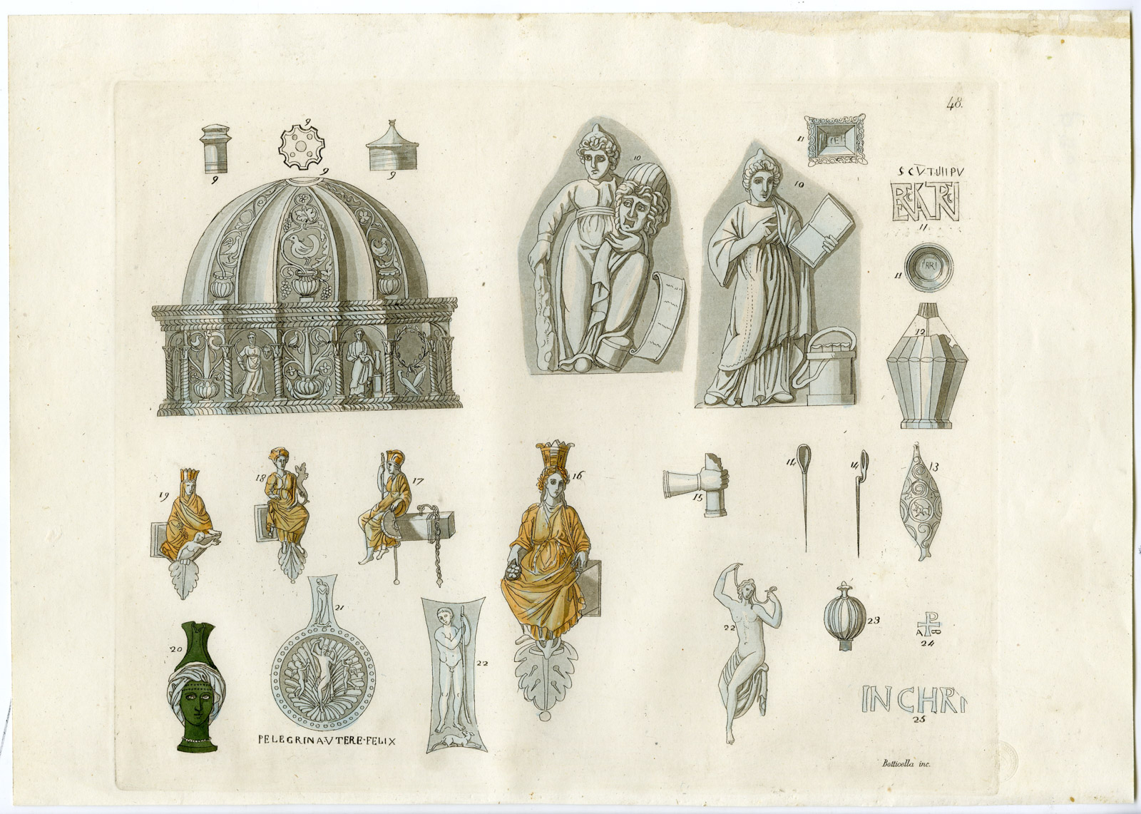 , Antique Print-UTENSILS-SILVER- CASKET-ITALY-PL.48-Botticella-Ferrario-1823, Pictura Antique Prints