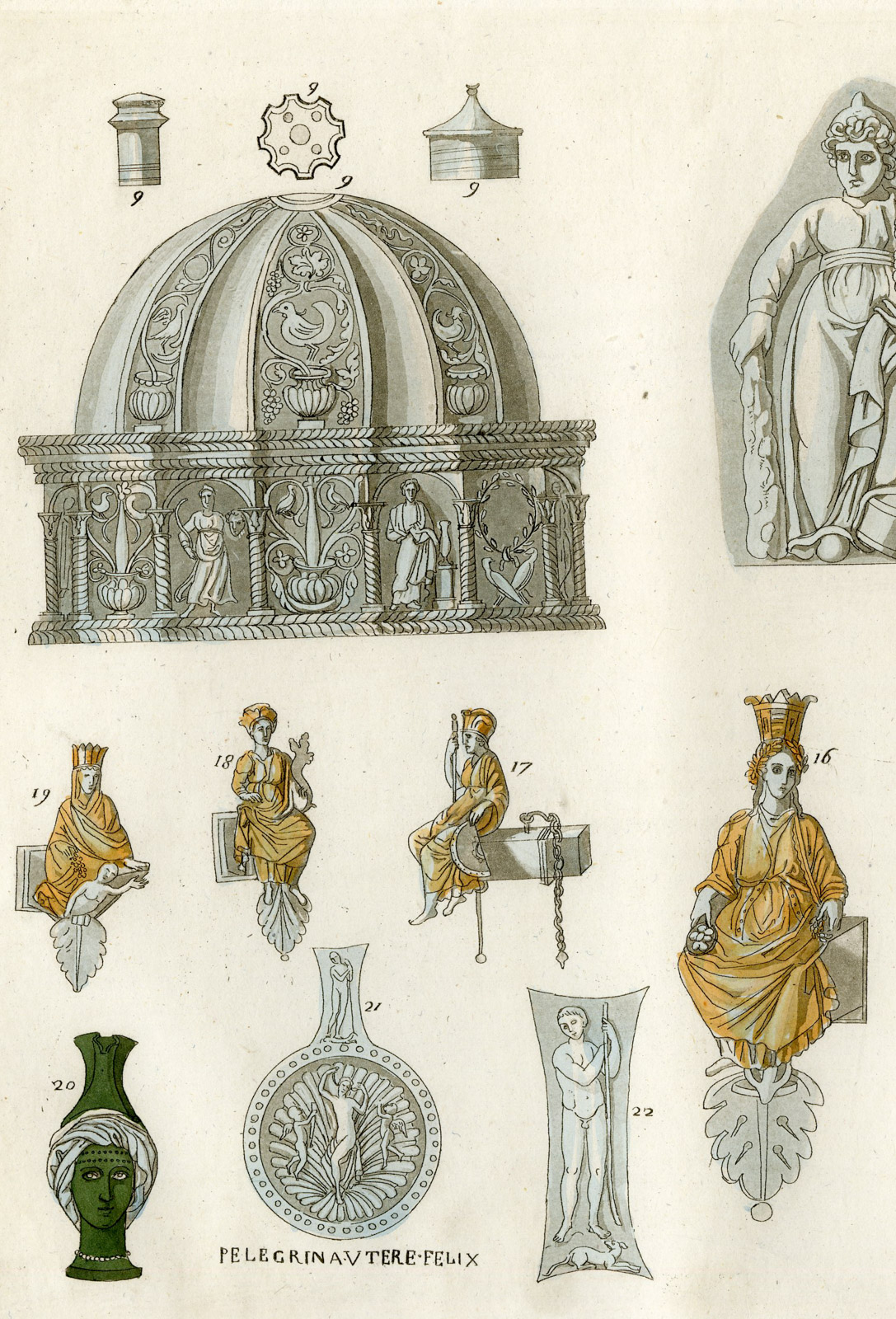 , Antique Print-UTENSILS-SILVER- CASKET-ITALY-PL.48-Botticella-Ferrario-1823, Pictura Antique Prints
